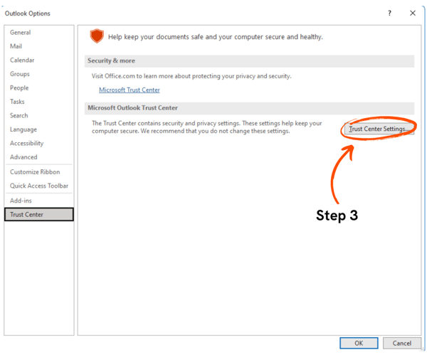 Enable S/MIME encryption in Outlook - Step 3