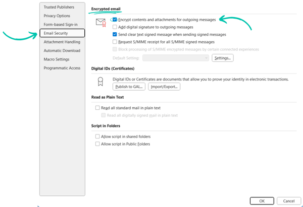 Encrypting Email Attachments in Classic Outlook for Windows (Using S_MIME)_ Encrypting All Outgoing Messages Using S_MIME in Outlook