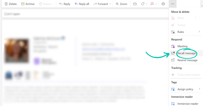 Recall an Email in Outlook for Web or Desktop (New Outlook) Step 2 Click Recall