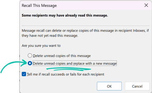 Replace an Email in Outlook