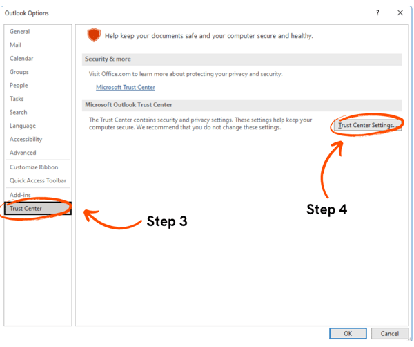 Set up Digital ID in Outlook - Step 3 and 4