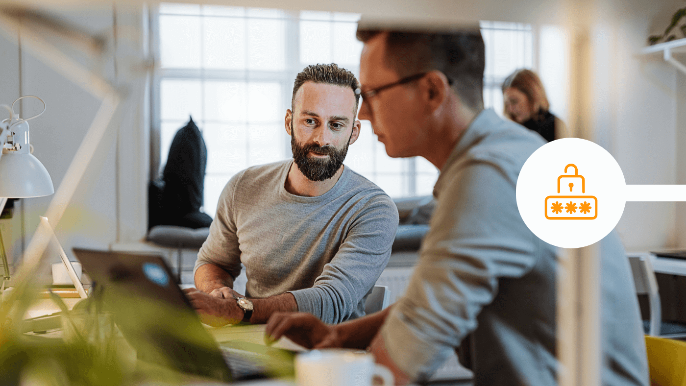 Man explaining secure email to his colleague