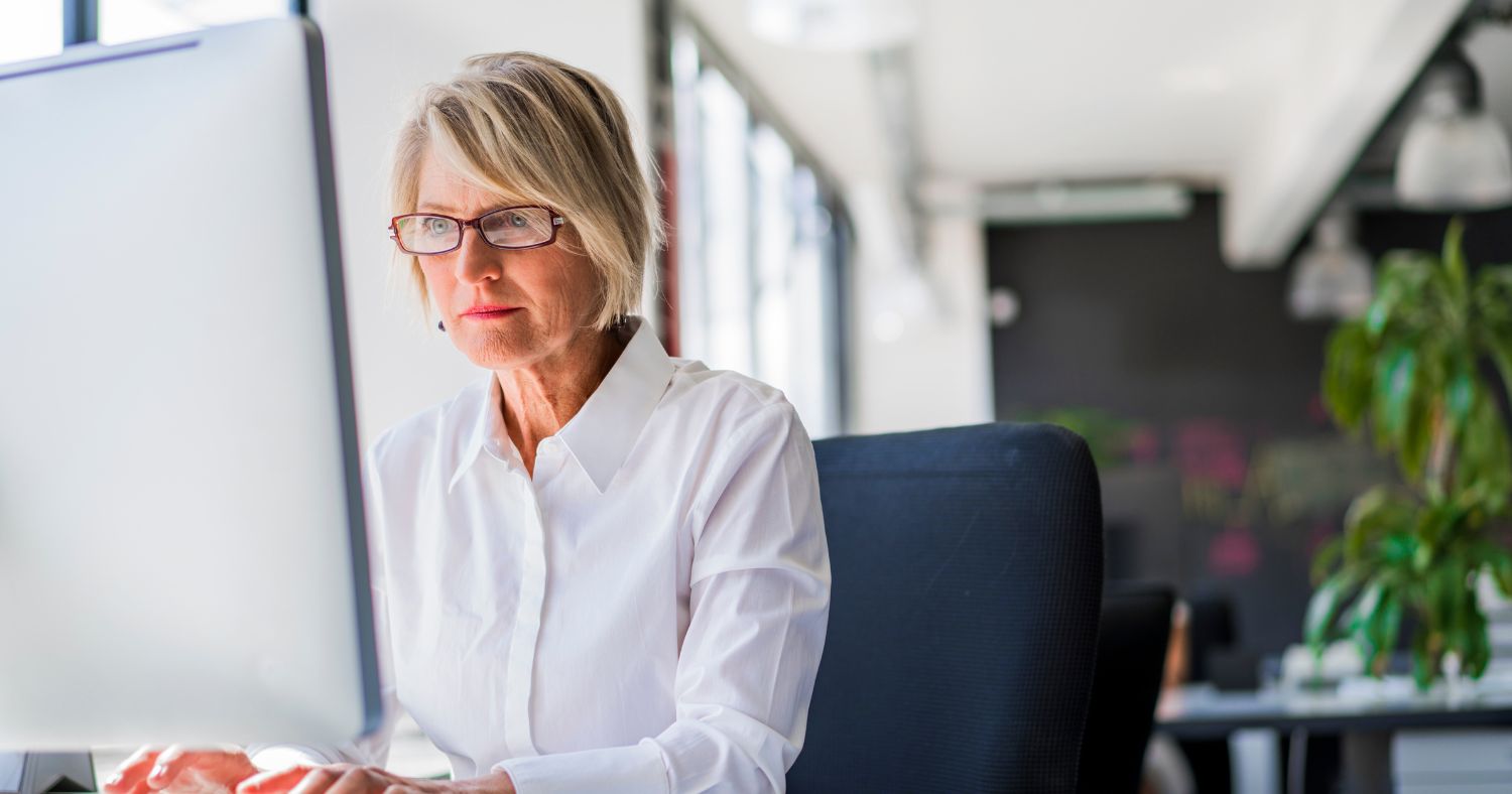 woman securing confidential data using outlook